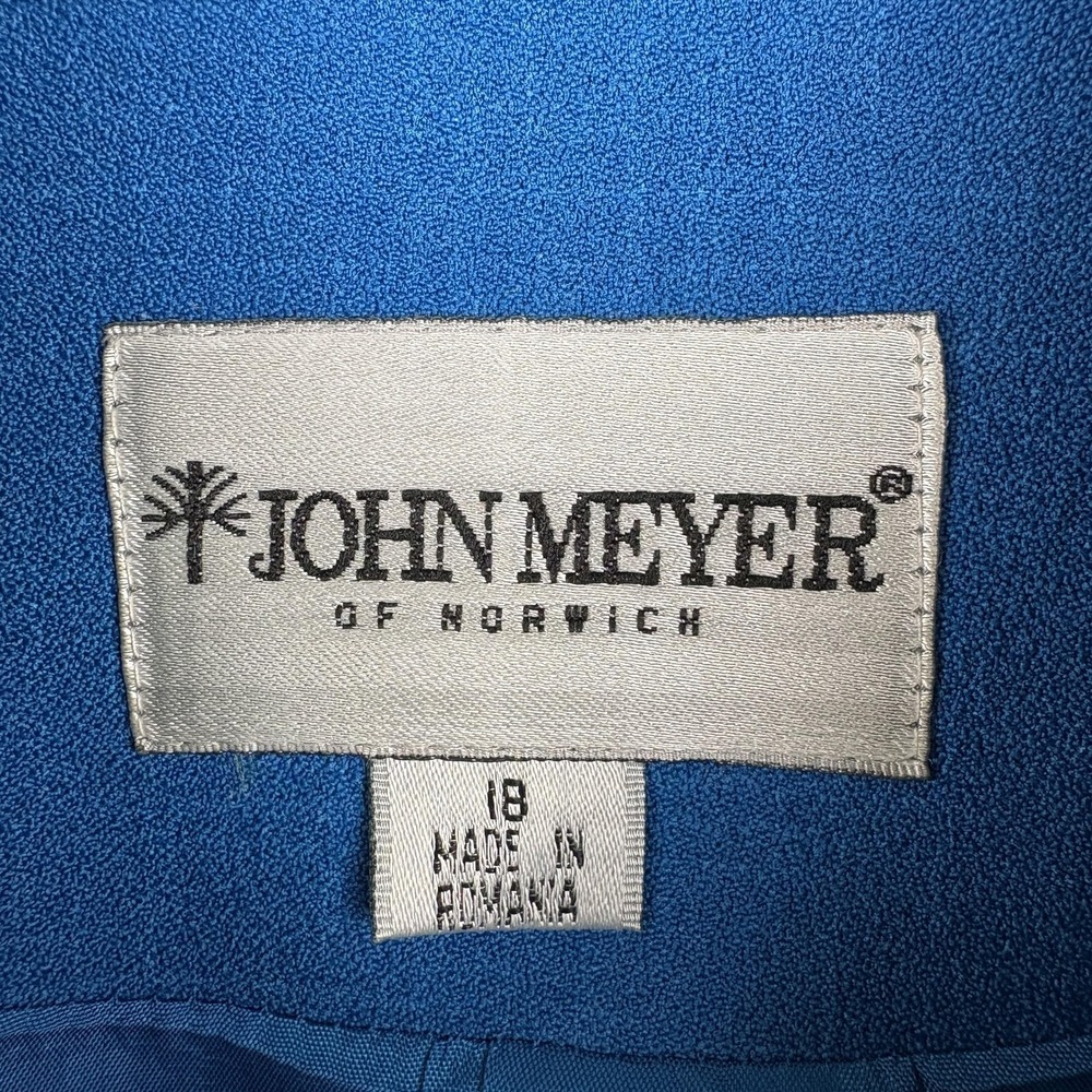 John Meyer Skirt Suit Set Womens 18 Blue Crepe Jacket Skirt Lined Career NEW - Picture 3 of 16